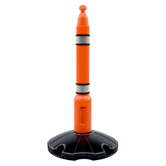 Picture of Skipper - Post and Base - Orange Post BLACK RINGS and Reflective Strips - 1 Meter High - [SK-POST1]