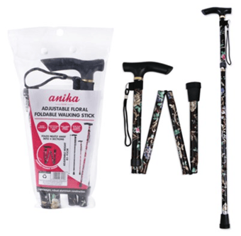 picture of Anika Floral Folding Walking Pole - [BNR-63430] - (DISC-R)