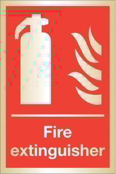 picture of Prestige Fire Extinguisher Sign - Gold Effect - 100 x 150Hmm - 1.5mm Aluminium - [AS-GOLD2-ALU]