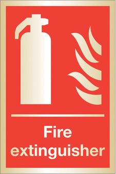 picture of Prestige Fire Extinguisher Sign - Gold Effect - 100 x 150Hmm - 1.5mm Aluminium - [AS-GOLD2-ALU]