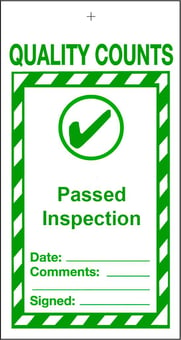 Picture of Tye Tags - Passed Inspection - 80 X 150Hmm (Pack of Ten) - Flexible Plastic - [AS-QU26-PVC]