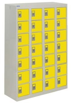 picture of QMP Personal Effects Locker - 28 Compartment - Yellow Doors - 1285H x 900W x 380D mm - [QM-LR129038HYXX]