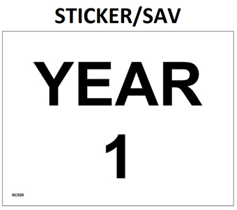 picture of SC020 Year 1 Door Wall Plaque Sign White Black Sticker/Sav - PWD-SC020-SAV - (LP)