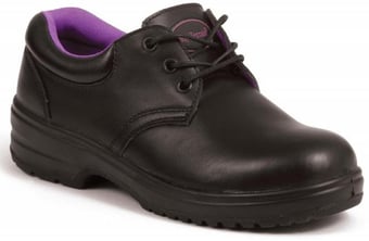 Picture of Lady Terrain Black/Lilac Leather 3 Eyelet Tie Ladies Shoes S1P SRC - BN-LT-739