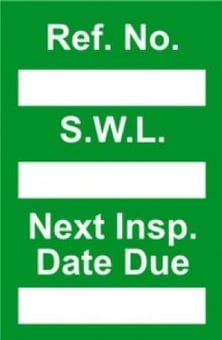 Picture of Safe Working Load Mini Tag Insert - Green (Pack of 20) - [SCXO-CI-TG61G]
