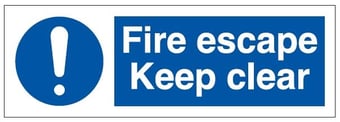 Picture of Fire Escape Keep Clear Sign - 300 x 100Hmm - Rigid Plastic - [AS-MA21-RP] 