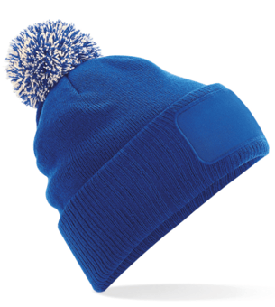 Picture of Beechfield B443 Snowstar Patch Beanie Blue - BT-B443RBLUE