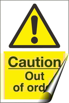 picture of Caution Out of Order Sign LARGE - 400 x 600Hmm - Self Adhesive Vinyl - [AS-WA46-SAV]