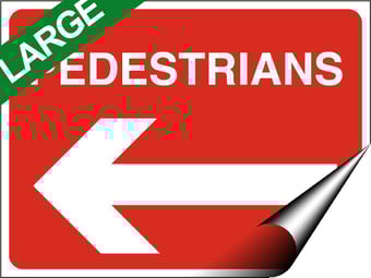 Picture of Temporary Traffic Signs - Pedestrians Arrow Left Large - 600 x 450Hmm - Self Adhesive Vinyl - [IH-ZT13L-SAV]