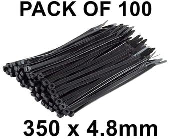 picture of ProSolve Black Cable Ties - 350 x 4.8mm - Pack of 100 - [PV-PVCT350]