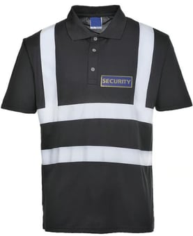 picture of SECURITY Printed Front and Back - Black Hi-Vis Poloshirt - IH-HVJ210-3M-BLK