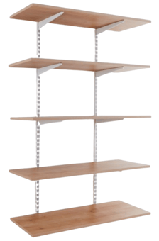 Picture of BiGDUG Garage Wall Mounted Shelving Kit - 1600h x 1000w x 400d mm - 5 Oak Melamine Levels - [BDU-TSW1645OG]