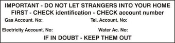 picture of Spectrum Do Not Let Strangers Into Your Home - Identification check – PVC 200 x 50mm -