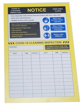 Picture of Covid-19 Cleaning Inspection Insert - 210mm x 297mm - Single - [CI-15043-1]