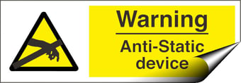 Picture of Warning Anti-Static Device Sign LARGE - 600 X 200Hmm - Self Adhesive Vinyl - [AS-WA78-SAV]