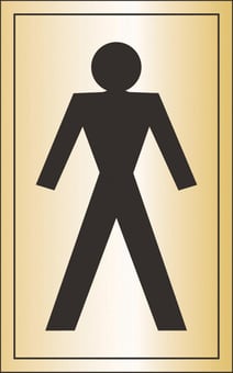 picture of Prestige Gents Toilet Man Sign - Gold Effect - 75 x 150Hmm - 1.5mm Aluminium - [AS-GOLD27B-ALU]