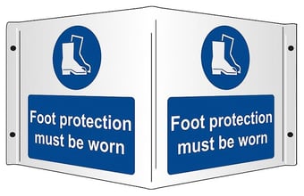Picture of Foot Protection Must be Worn - Rigid 3D Projection Sign - [SA-SS8047R] - (DISC-X)