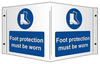 Picture of Foot Protection Must be Worn - Rigid 3D Projection Sign - [SA-SS8047R] - (DISC-W)