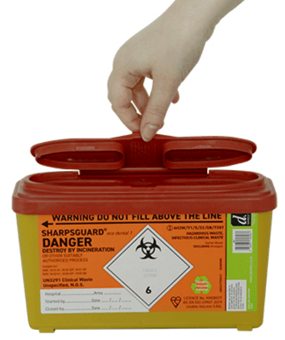 Picture of SHARPSGUARD Eco Orange Lid 1 Litre Sharps Bin - [DH-DD477OLR]