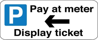 picture of Parking & Site Management - Pay At Meter Arrow Left Sign - Class 1 Ref  BSEN 12899-1 2001 - 365 x 190Hmm - Reflective - 3mm Aluminium - [AS-TR147-ALU]