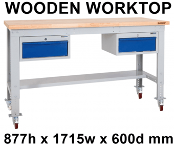 picture of BiGDUG Heavy Duty Mobile Storage Workbench - 877h x 1715w x 600d mm - [BDU-HDMSWB176H2DW]
