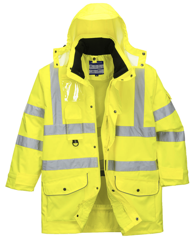 picture of Portwest - S427 Yellow Hi-Vis 7-in-1 Traffic Jacket - Conforms to EN471 Class 3 EN343 Class 4:3 EN342- PW-S427YER