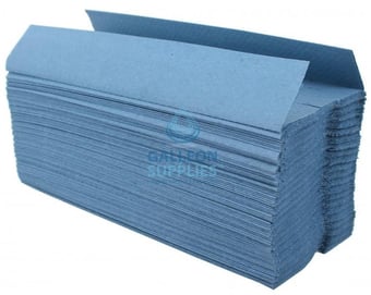 picture of Galleon Value 1 Ply - Blue - C-Fold - Paper Hand Towels - 23cm x 23.5cm - 2520 Towels - [GU-VAL-CFOLD] 