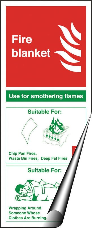 picture of Fire Blanket Instruction Sign - 82 X 202Hmm - Self Adhesive Vinyl - [AS-EN7-SAV]