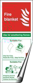 Picture of Fire Blanket Instruction Sign - 82 X 202Hmm - Self Adhesive Vinyl - [AS-EN7-SAV]