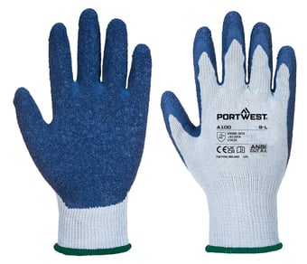 picture of Portwest A100 Grip Latex Gloves - Grey/Blue - PW-A100G4R