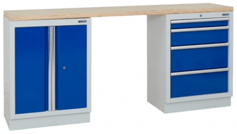 picture of BiGDUG 2041mm Wide Workbench - 2 Door Cupboard - 4 Drawer Cabinet - Multiplex Worktop - [BDU-TGC103GBM] - (LP)