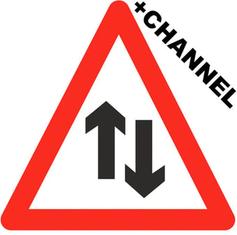 picture of Traffic Two Way Traffic Triangle Sign With Fixing Channel - FIXING CLIPS REQUIRED - Class 1 Ref BSEN 12899-1 2001 - 600mm Tri. - Reflective - 3mm Aluminium - [AS-TR19-ALUC]