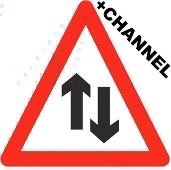 picture of Traffic Two Way Traffic Triangle Sign With Fixing Channel - FIXING CLIPS REQUIRED - Class 1 Ref BSEN 12899-1 2001 - 600mm Tri. - Reflective - 3mm Aluminium - [AS-TR19-ALUC]