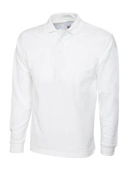 Picture of Uneek Unisex Long Sleeve White Polo Shirt - UN-UC113-WHT