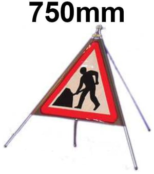 picture of Roll-up Traffic Signs - Men at Work LARGE - 750mm Tri. - Reflective - Reinforced PVC - [QZ-7001.750.SF]
