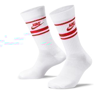 Picture of Nike Sportswear Everyday Essential Crew Socks - White/Red - 3 Pairs - [BT-DX5089-WHIRED]