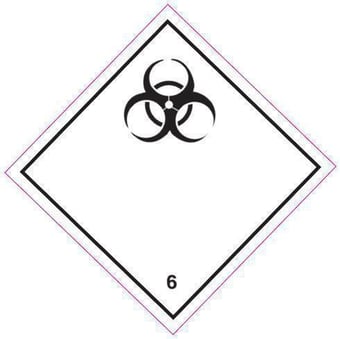 picture of UN Hazard Warning Diamond Label Self Adhesive Placard - INFECTIOUS SUBSTANCES (Class 6) - [HZ-HZ610]
