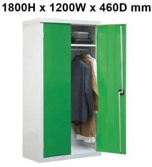 picture of QMP Clothing Cupboard - 1 Shelf - Green Doors - 1800H x 1200W x 460D mm - [QM-CC181246ZGXX]
