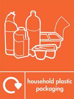 Picture of Recycling Signs - Household Plastic Packaging - 300 X 400Hmm - Rigid Plastic - [AS-WR18-RP]