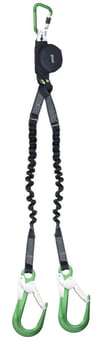 picture of Kratos Forked Energy Absorbing Expandable Lanyard - 2 Scaffold Hooks And Karabiner - 1.5 mtr - [KR-FA3082015]