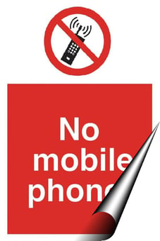 Picture of No Mobile Phones Sign - 200 x 300Hmm - Self Adhesive Vinyl - [AS-PR18C-SAV]