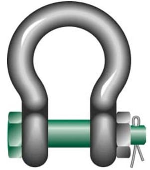 Picture of Green Pin Standard Bow Shackle with Safety Nut and Bolt Pin - 1t W.L.L - EN 13889 - [GT-GPSAB1]