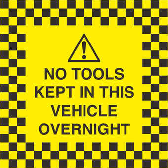 picture of No Tools Kept in this Vehicle Overnight Sign - 100 x 100Hmm - Rigid Plastic - [AS-SEC16-RP]