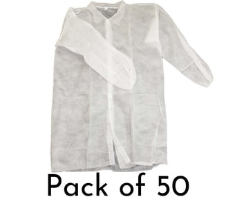 picture of Chemsplash Visitor's Polypropylene Disposable White Lab Coat - Pack Of 50 - BG-2515-WHITE