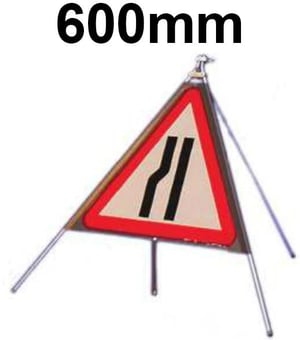 picture of Roll-up Traffic Signs - Road Narrows Left - Class 1 Ref BSEN 1899-1 2001 - 600mm Tri. - Reflective - Reinforced PVC - [QZ-517NS.600.SF]