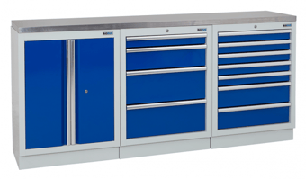 picture of BiGDUG 2041mm Wide Workbench - 4 Drawer Cabinet - 7 Drawer Cabinet - Stainless Worktop - [BDU-TGC135GBS] - (LP)