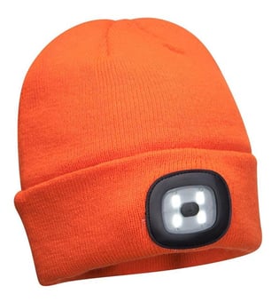 picture of Portwest - Orange Beanie LED Head Light USB Rechargeable - [PW-B029ORR]