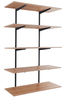Picture of BiGDUG Office Wall Mounted Shelving Kit - 1600h x 1000w x 300d mm - 5 Oak Melamine Levels - [BDU-TSB1635OO]