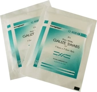 Picture of Absorbent Cotton Gauze Swabs - Box of 20 Packs of 5 - 7.5x7.5cm - [SA-D7871PK20]