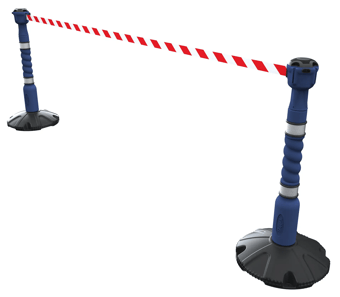 picture of Skipper 9m Free Standing Retractable Barrier Kit - Blue - Red/White Chevron - [SK-KIT10-BRW]